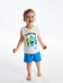 LC Waikiki Crew Neck Printed Baby Boy Undershirt and Shorts 2-Piece Set